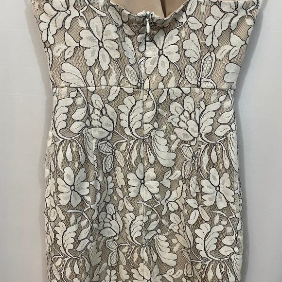 Lulus White Cream Lace Halter Cross Neck Scalloped Hem Mini Dress XS - Picture 7 of 7